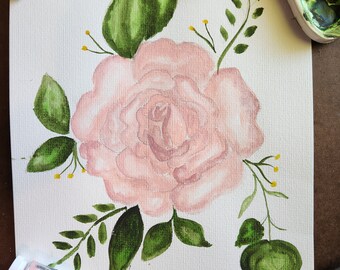 Pink Rose 11x9 Watercolor