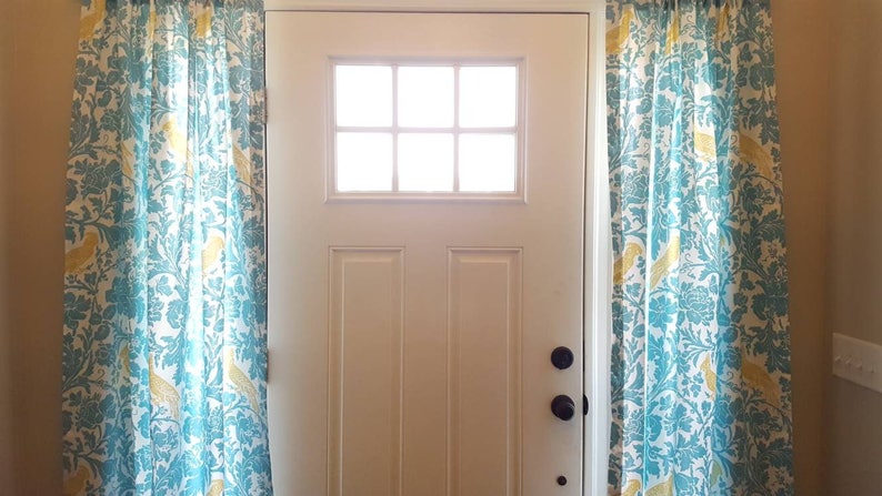 Blue Yellow White Drapery Panels Pair 2 Panels Premier Etsy