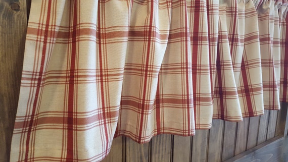 Red Plaid Kitchen Cafe Curtains Country Curtains Kitchen Etsy