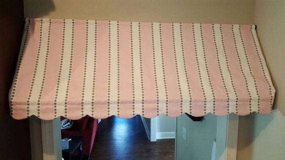 Pink And White Custom Striped Awning Valance Scalloped Edge Etsy