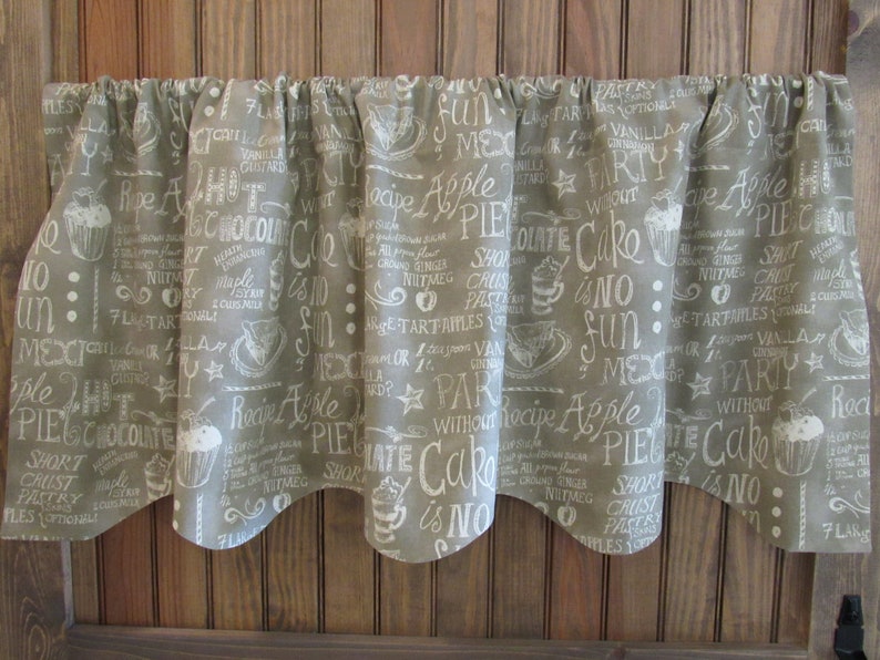 Pie Kitchen Scalloped Lined Valance Neutral Valance Scalloped and Lined Curtain Waverly Easy as Pie Almond Fabric