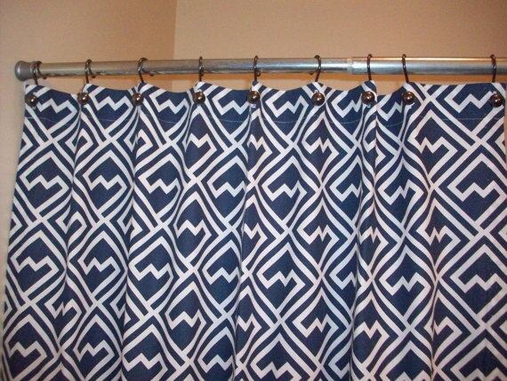 Navy And White Geometric Shower Curtain Stall Half Panel Navy And White Geometric Shower Curtain, Shower Curtain Shower Stall
