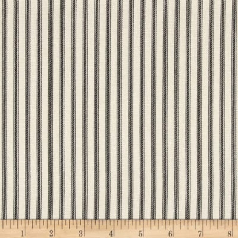 Black and Cream Ticking Kitchen Cafe Curtains 2 panels 1 pair Custom sizes and matching valance available