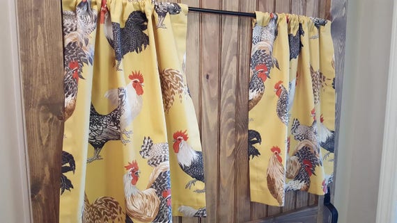 Chicken Kitchen Cafe Curtains 2 Panels 1 Pair Custom Etsy