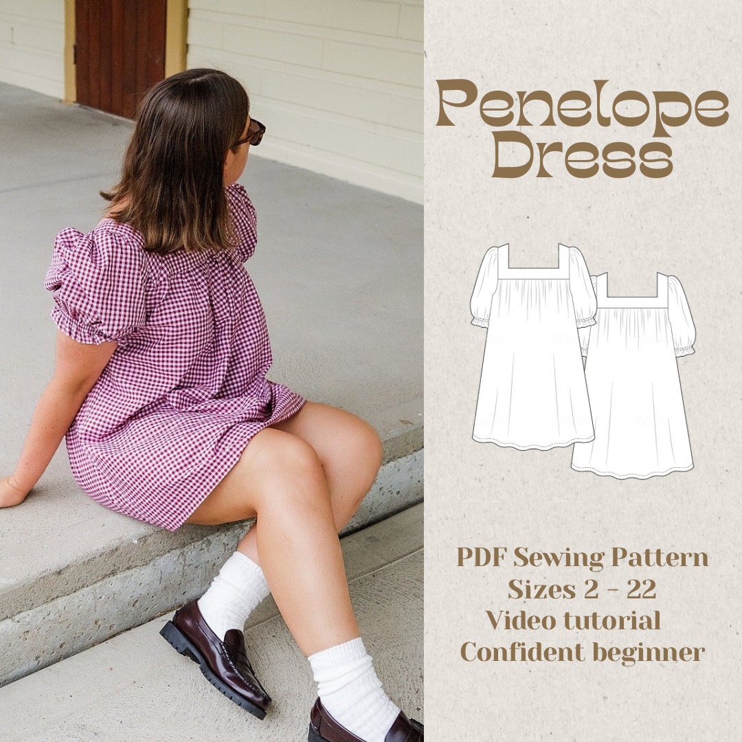 Penelope Dress Womens Summer Clothing Beginner Mini Dress PDF Sewing