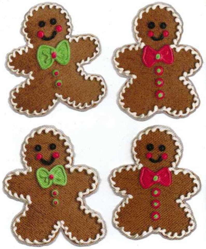 Gingerbread Christmas Cookies Iron On Fabric Appliques Etsy