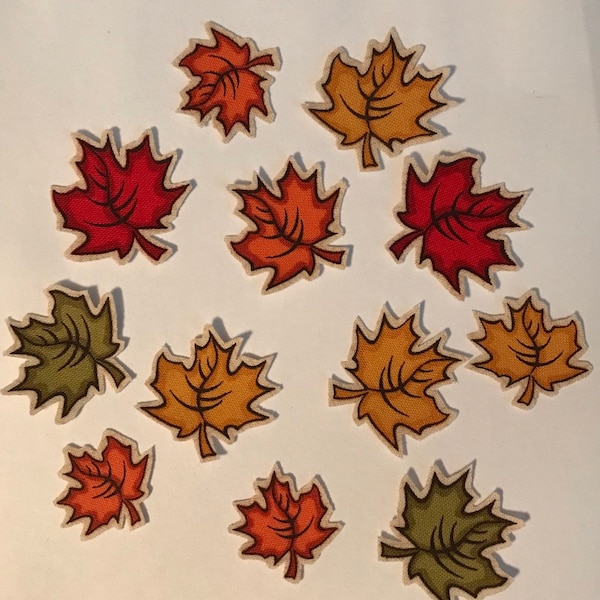 Tiny Fall Leaves - Iron On Fabric Appliques