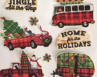 Christmas Holiday camper set - Iron On Fabric Appliques