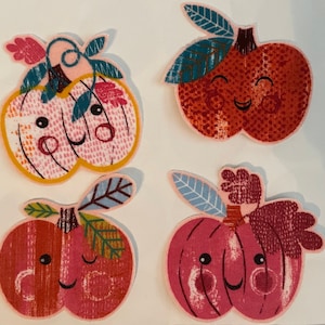 Juego de 8 Calabazas Felices - Apliques Termoadhesivos para Tela