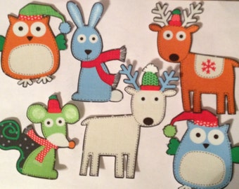 Christmas Forest Animals - Iron On Fabric Appliques