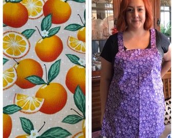 Beautiful Bright Oranges Print Apron - Sally's Simple Aprons - Handmade, Machine Washable