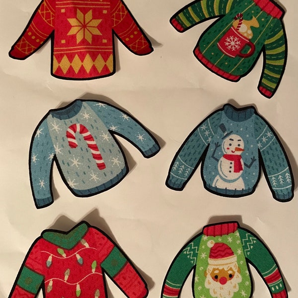 Ugly Christmas Sweaters - Iron On Fabric Appliques