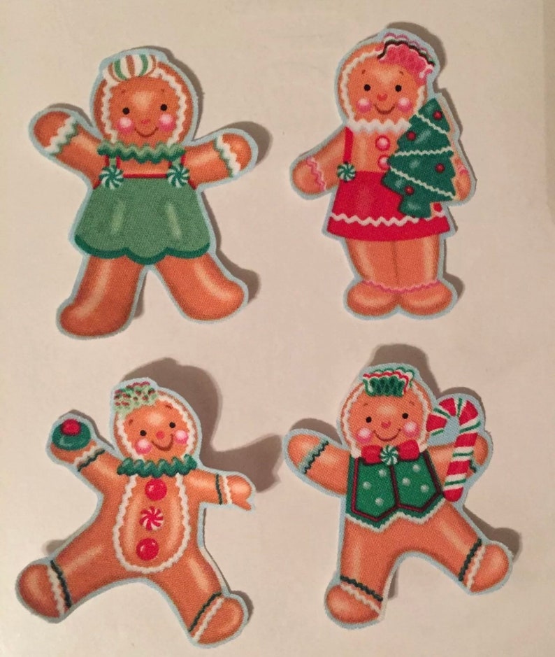 8 Gingerbread Kids Iron On Fabric Appliques Etsy