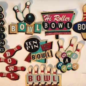New! RETRO Bowling Patches - Iron On Fabric Appliques