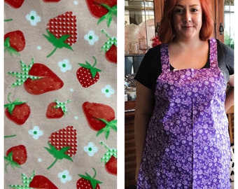 Apron in a soft Strawberry Print - Sally's Simple Aprons - Handmade, Machine Washable