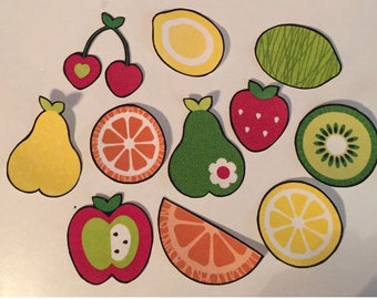 Fruta de verano - limones coloridos, cerezas, bayas, etc. - Apliques de tela con plancha