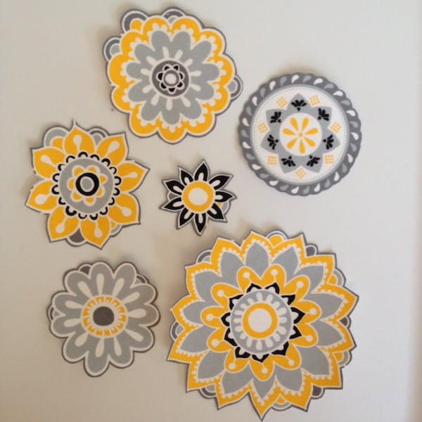 Gray Yellow Fabric Etsy