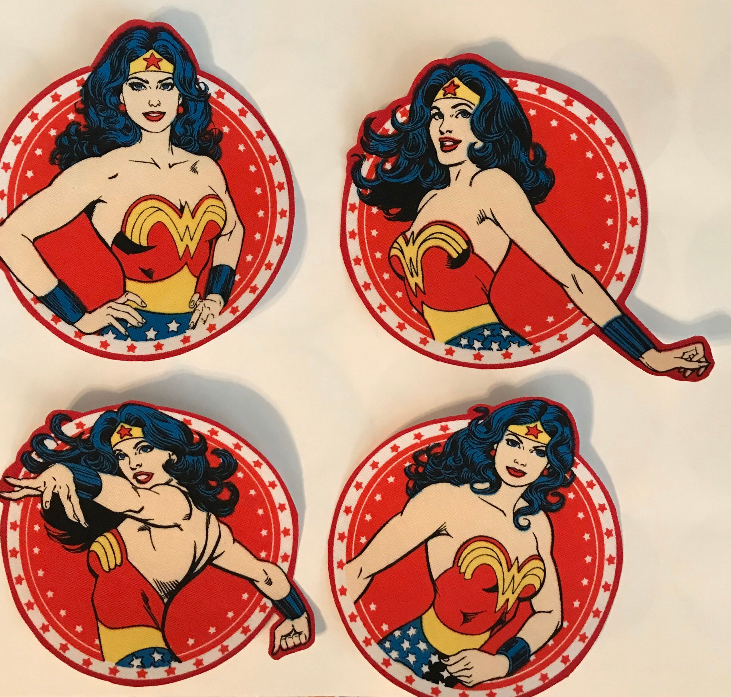 New! 4 Wonder Woman Super Hero Patches - Iron On Fabric Appliques