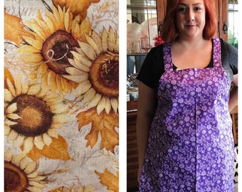 Sunflower Print Apron, Sally's Simple Aprons - Handmade, Machine Washable