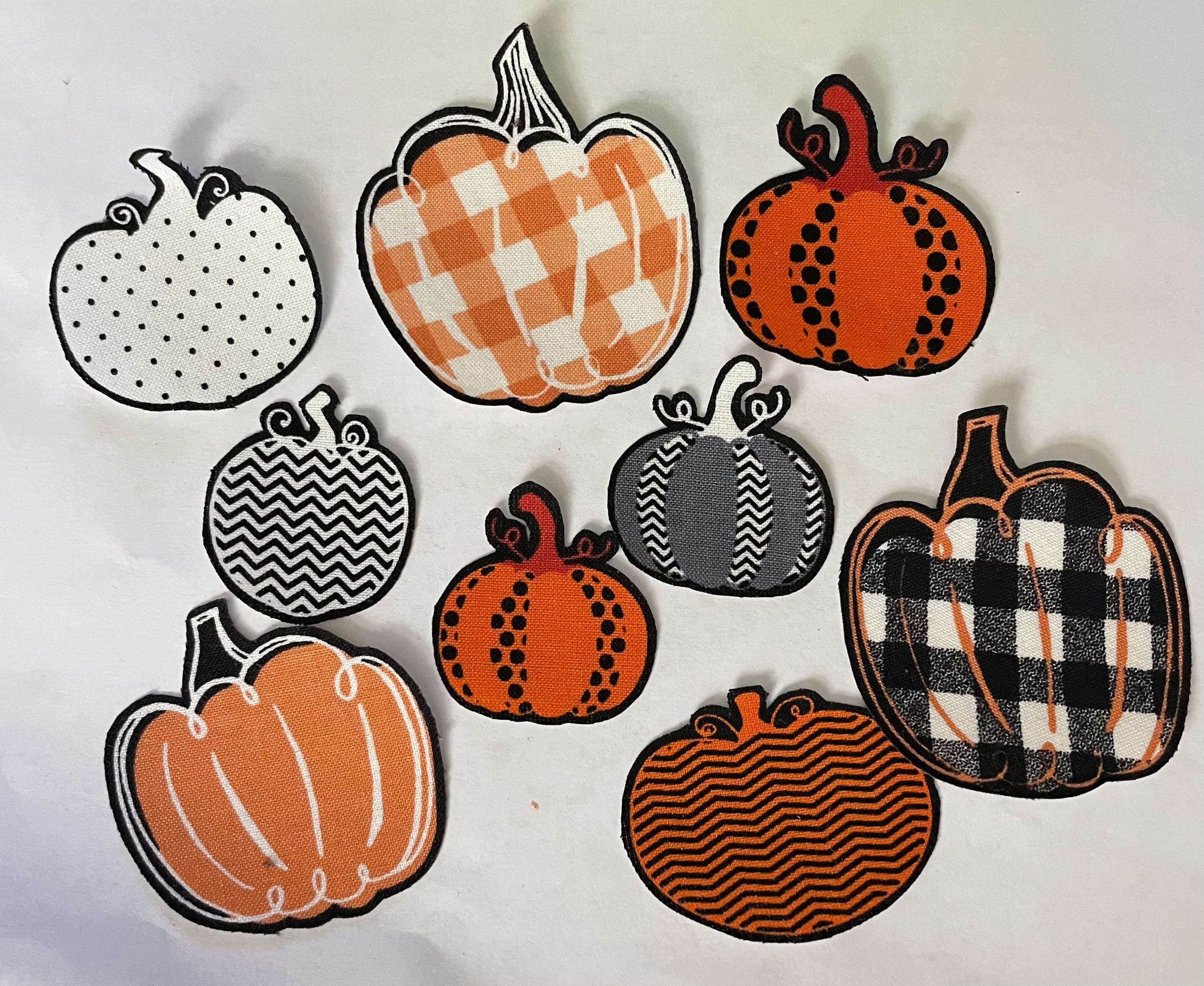 Set of 7 Fall Patterned Pumpkins - Iron on Fabric Appliqués - Etsy