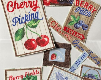 7 Cherry/Berrie Patches - Iron On Fabric Appliques (Assorted sets)