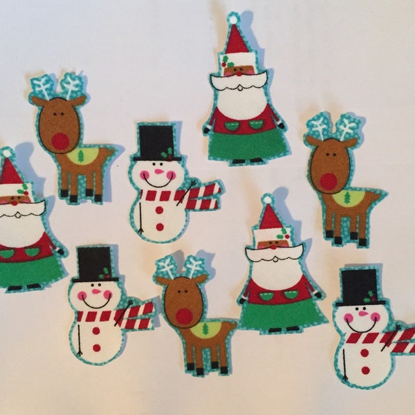 Christmas Miniatures, Santas, Snowmen, Reindeer - Iron On Fabric Appliques