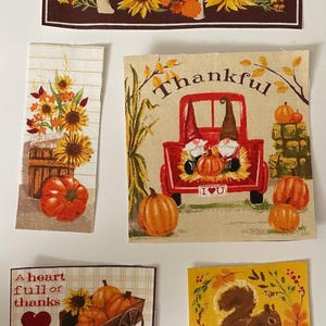 5 Fall Thankful Patches - Iron On Fabric Appliqués