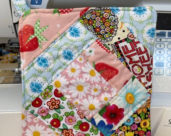 Cute, Large Summer / Fall Patchwork Potholder / Hot Pad