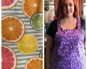 Citrus Print Apron -Lemons, Limes, Oranges - Sally's Simple Aprons - Handmade, Machine Washable