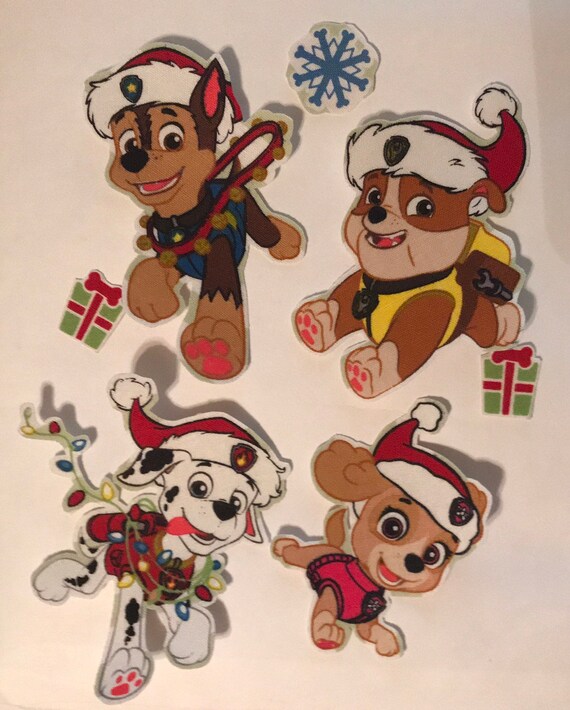 Paw Patrol Christmas Iron on Fabric Appliques Kids Etsy