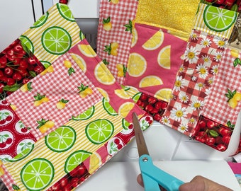 2 Colorful "Fruity" Spring-Summer Patchwork Potholders