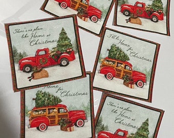 Holiday Trucks and Station Wagon Christmas Tree Patches - Iron On Fabric Appliques - for Christmas Crafts