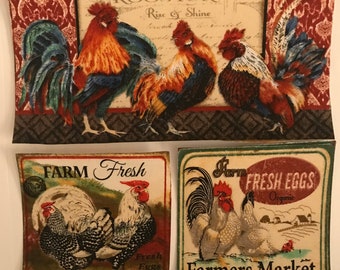 XL Farmers Market Chicken Patches - Iron On Fabric Appliqués