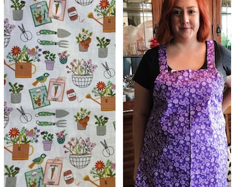 Apron in an Adorable Gardening, Spring Planting Print - Sally's Simple Aprons - Handmade, Machine Washable