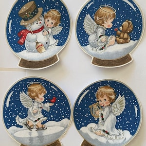 Baby Angel Snow Globes - Iron On Fabric Appliques - Christmas