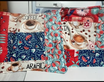 2  Coffee Lover's Prints  - Patchwork Potholders