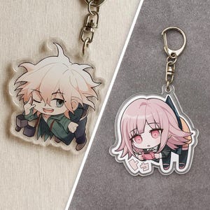 Zestaw breloków Danganronpa 2 | Nagito Komaeda i Chiaki Nanami | SDR2 Anime Charms | Prezent na pożegnanie rozpaczy | Breloczki dla par Danganronpa
