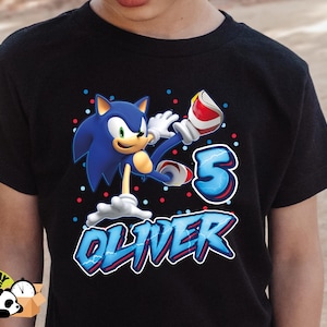 Custom Sonic Birthday Shirt and Sweatshirt, Custom Sonic Family Matching Shirt, Personalized Sonic Birthday Tees, Sonic Theme Party Shirts