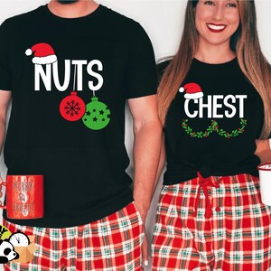 Chest And Nuts Couples Christmas T-Shirt and Sweatshirt, Funny Christmas Shirt, Couples Christmas Sweatshirts, Christmas Humor, Holiday Tee