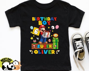 Mario Birthday Custom T Shirt, Personalized Family shirt, Mario party, Super Mario Family Shirt, Super Mario Birthday Party Shirt, Mario Tee