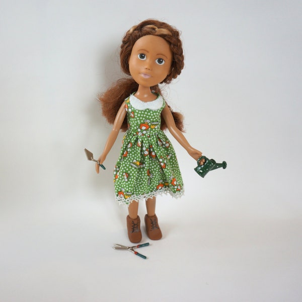 MadeUnder Doll // Eva the gardener // with Accessories & EXTRA DRESS +BOOTS - One of a Kind, Upcycled, Re-painted, ready for love!