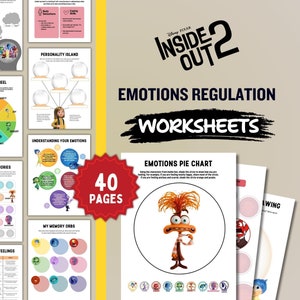 Inside Out 2 Emotions Regulation Feelings Worksheets Kids Coping Skills Mental Health Therapy Workbook for Anger, Anxiety, Sadness, Joy