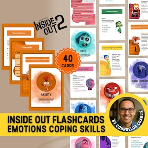 Inside Out 2 Flashcards Coping Skills for Kids Understanding Emotions and Feelings Behavior Therapy Social Emotional Learning SEL Printable