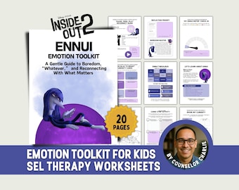 Inside Out Emotional Regulation Toolkit Feelings Workbook for School Counseling, Kids Therapy Worksheets for Anxiety, Depression SEL Therapy