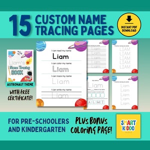 Menu du matin pour enfants, thème des astronautes, feuille de traçage du nom personnalisé, activité d'écriture manuscrite, activité préscolaire, maternelle, école à la maison, feuille de travail, pages imprimables