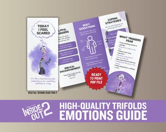Folder Inside Out 2 Emoties Emotiesgids FEAR SEL Emotionele regulatie voor school Counseling Kit Brochure copingvaardigheden