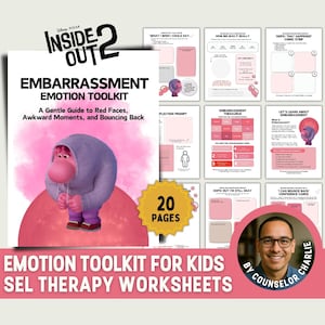 Inside Out Emotional Regulation Toolkit Feelings Workbook for School Counseling, Kids Therapy Worksheets for Anxiety, Depression SEL Therapy