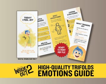 Inside Out 2 Emotions Leaflet Feelings Guide JOY SEL Emotional Regulation for School Counseling Resource Kit Coping Skills Brochure