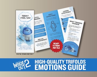 Folder Inside Out 2 Emoties Emotiesgids Verdriet SEL Emotionele regulatie voor school Counseling Kit Brochure copingvaardigheden