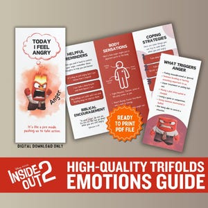 Ulotka Inside Out 2 Emotions Guide (Przewodnik po emocjach) ANGER (Złość) SEL (Seksualizm) Regulacja emocji w szkole Zestaw zasobów doradztwa Broszura umiejętności radzenia sobie